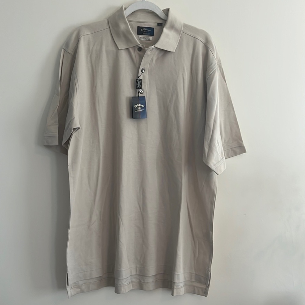 Callaway Golf Polo 60s Two Ply Mercerized Pima Cotton L Preppy Casual Men’s Tan‎